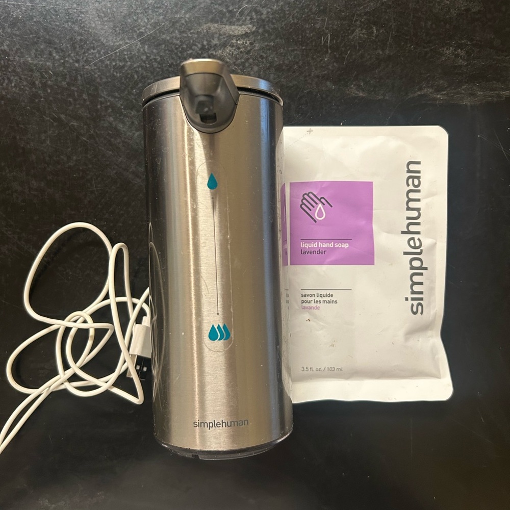 Simplehuman Stainless Steel Soap Dispenser with Lavender Refill